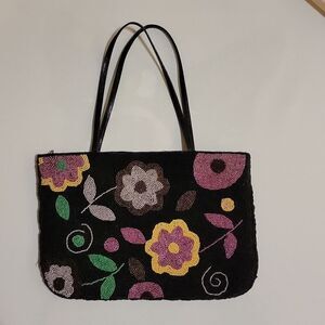 Anthropologie Anthro Beaded Shoulder Big Clutch Handbag ~ Beautiful & Heavy 13"